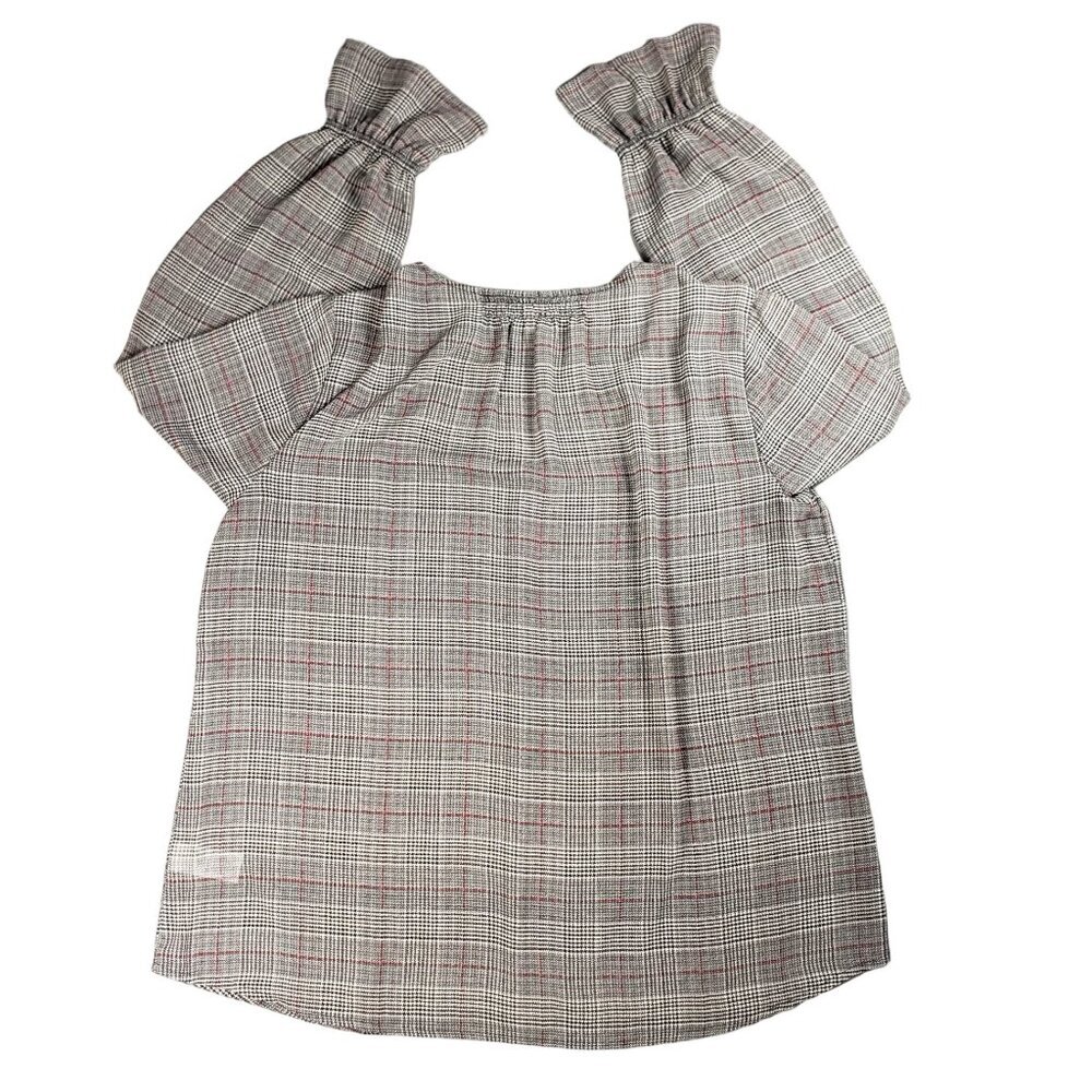 Maurices Women’s Large Plaid V-Neck Button Front Blouse Long Sleeve - Picture 6 of 11
